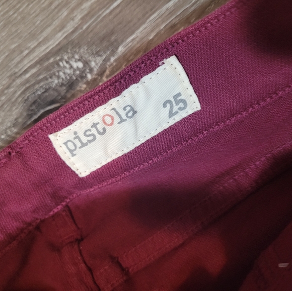 Pistola Caterina Frayed Hem Ankle Zip Burgundy Wine Skinny Jean New Size 25 - Picture 2 of 4